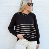 The Workshop Studio Tops - Sweaters Stripe Front Seam Sweater In Brown