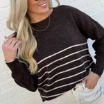 The Workshop Studio Tops - Sweaters Stripe Front Seam Sweater In Brown