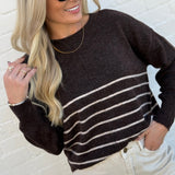 The Workshop Studio Tops - Sweaters Stripe Front Seam Sweater In Brown
