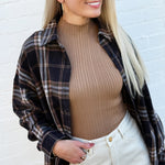 the workshop studio Tops - Tanks Mock Neck Sleeveless Sweater Knit Top In Brown