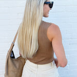 the workshop studio Tops - Tanks Mock Neck Sleeveless Sweater Knit Top In Brown