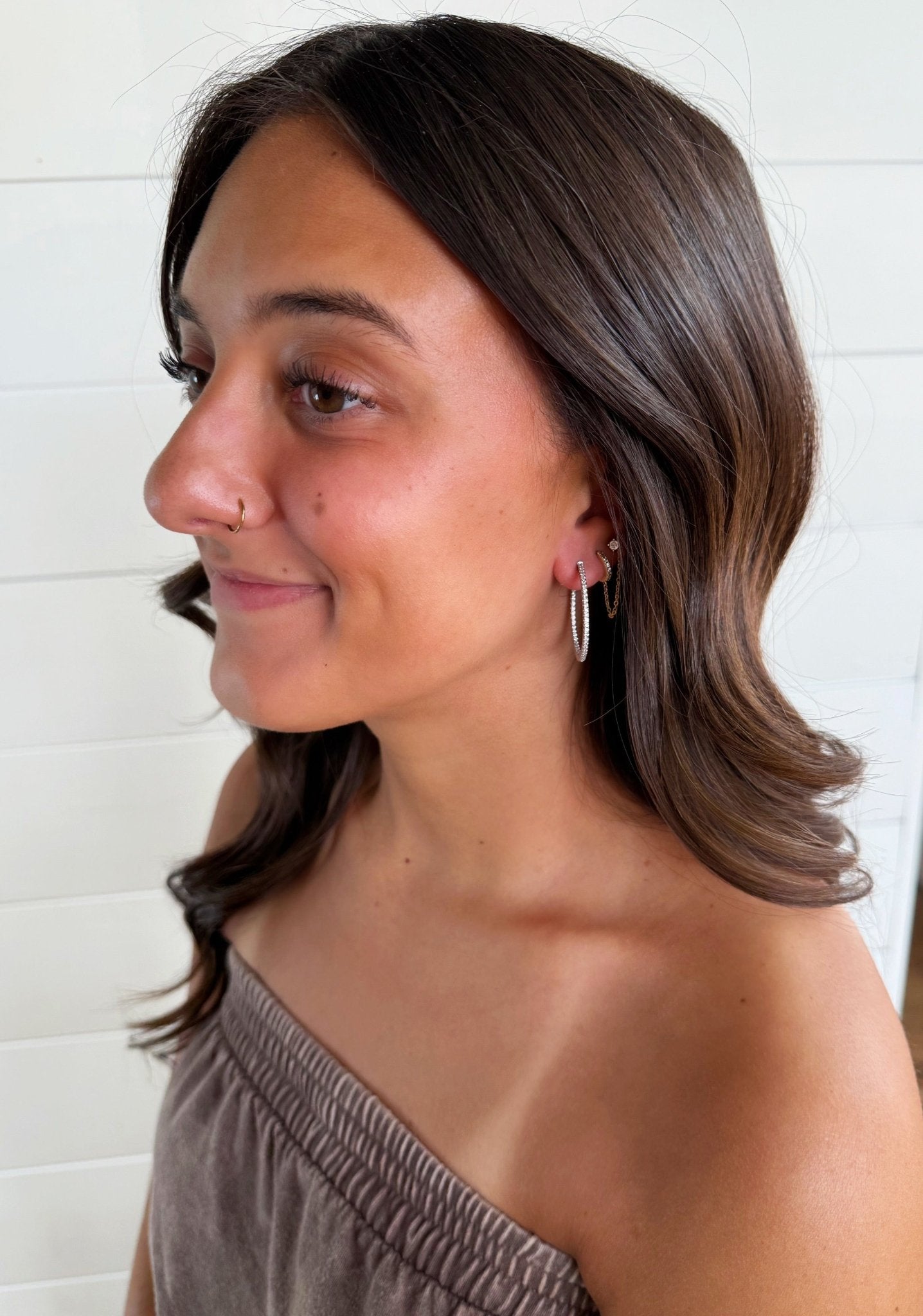 Thin CZ Hoop Earrings - Infinity Raine