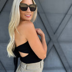 Tie Back Knitted Top In Black - Infinity Raine