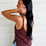 Tiered Textured Button-Front Sweater Knit Cami In Dusty Wood - Infinity Raine