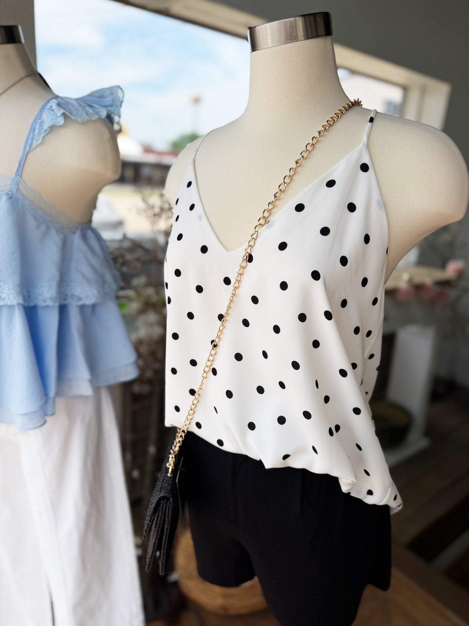Timeless Polka Dot Cami Top In White - Infinity Raine