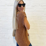 Cap Sleeve Mineral Washed Sweater In Brick Yellow - Infinity Raine
