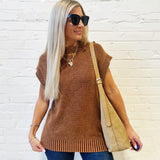 Cap Sleeve Mineral Washed Sweater In Brick Yellow - Infinity Raine