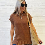 Cap Sleeve Mineral Washed Sweater In Brick Yellow - Infinity Raine