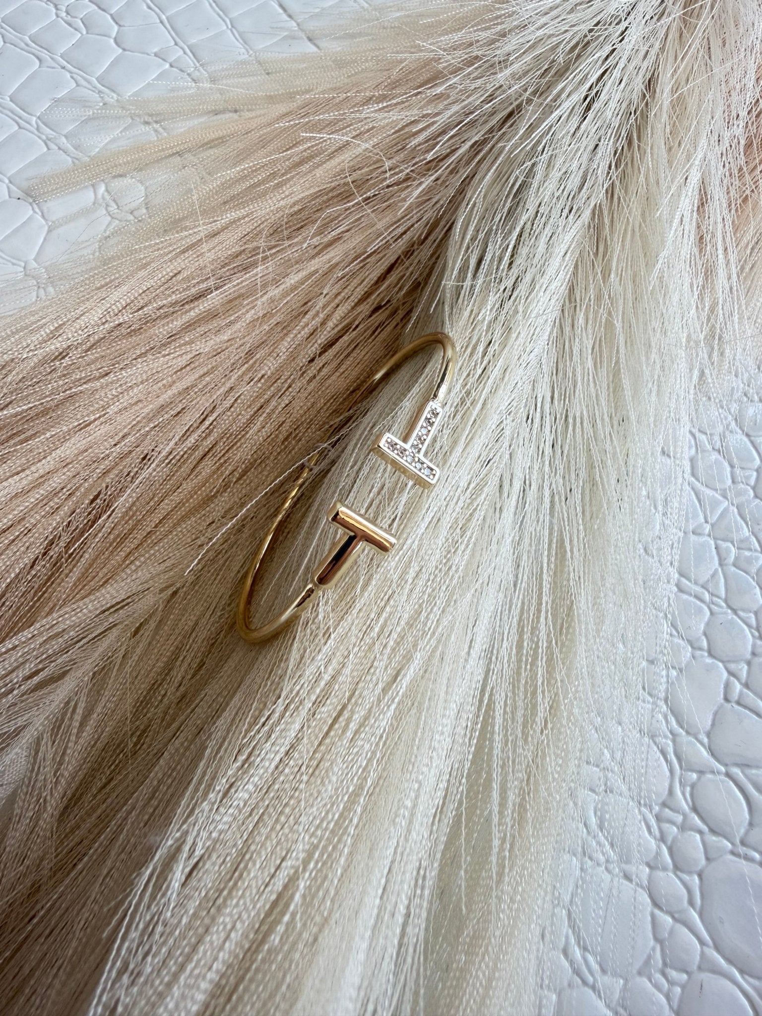 Tiny Gold Pave T Bracelet - Infinity Raine