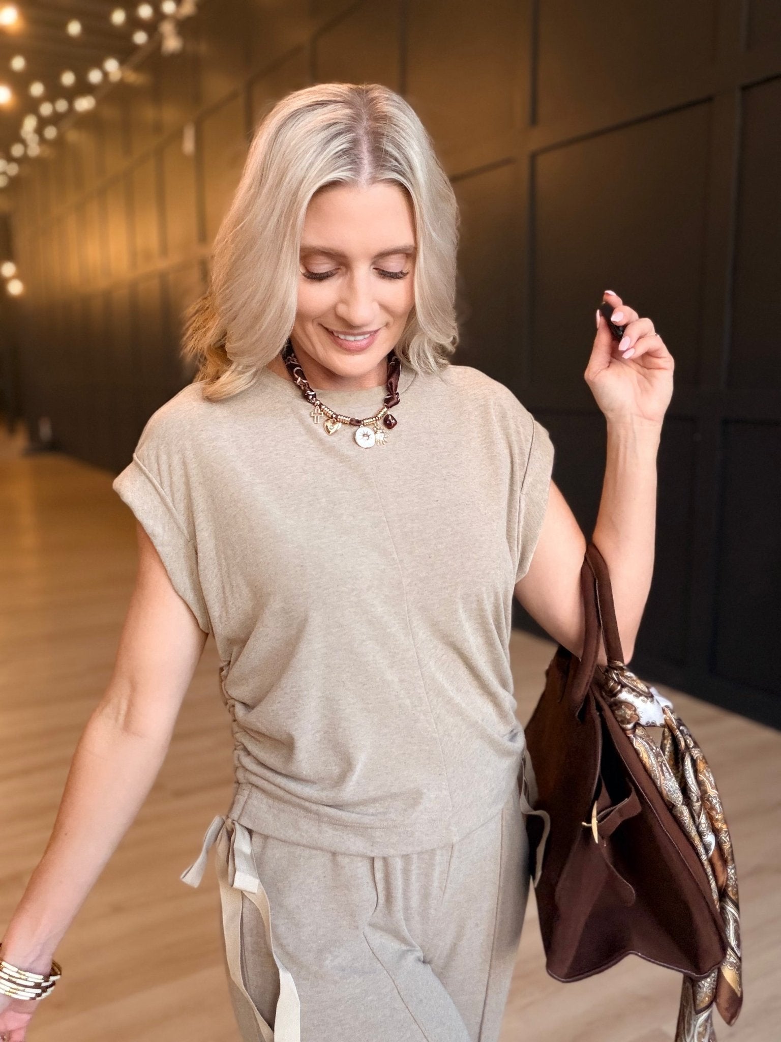 Tommy Knit Top In Taupe - Infinity Raine