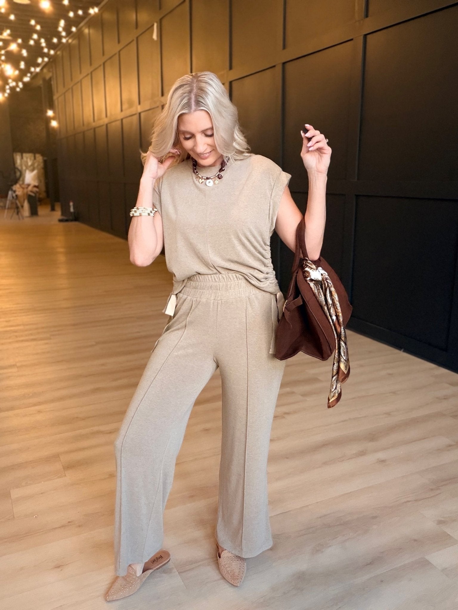 Tommy Pull On Pant In Taupe - Infinity Raine