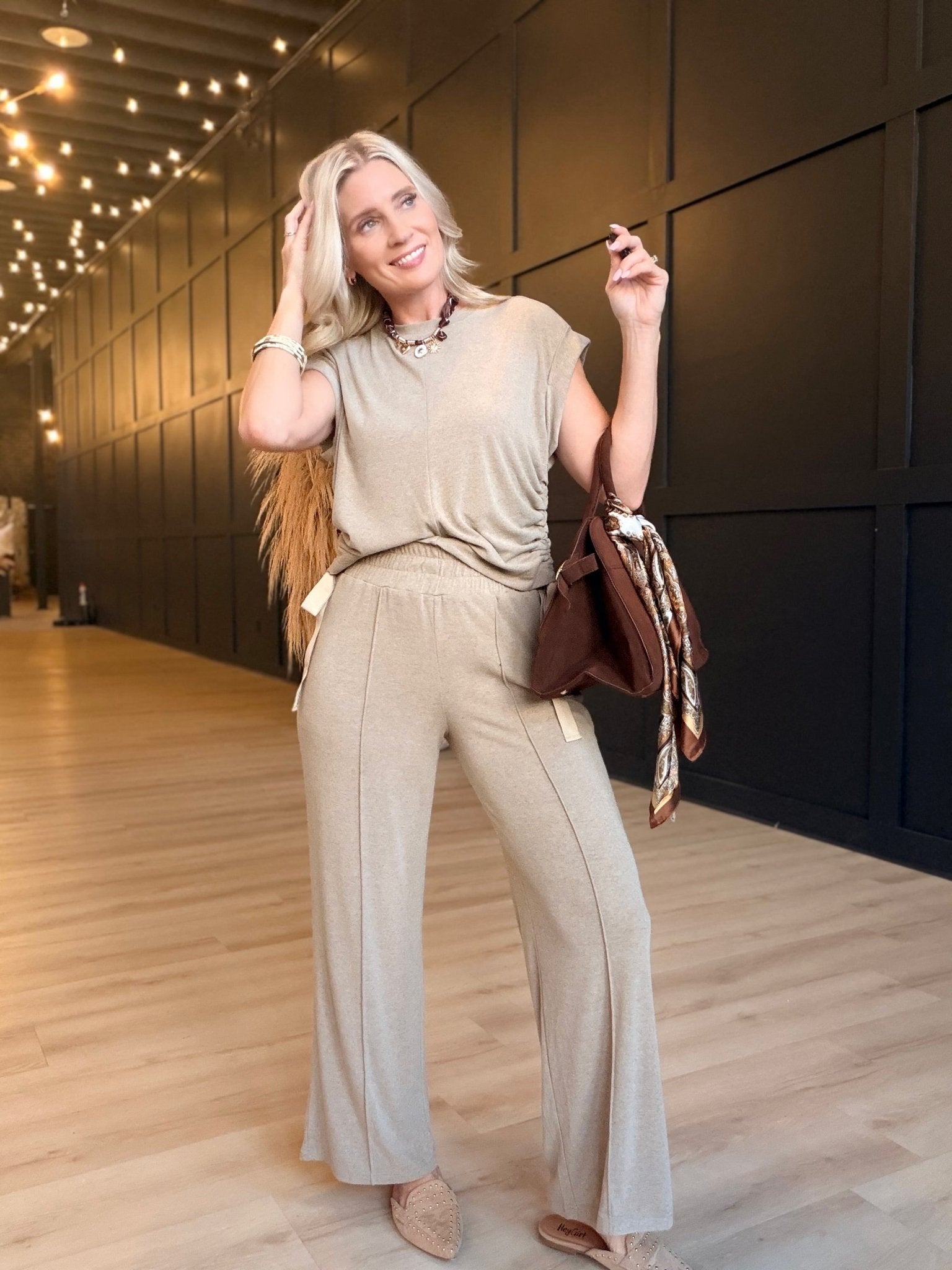 Tommy Pull On Pant In Taupe - Infinity Raine