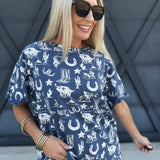 Rodeo Graphic Tee In Blue - Infinity Raine