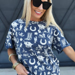 Rodeo Graphic Tee In Blue - Infinity Raine