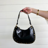 Trendy Studded Boston Shoulder Bag In Black - Infinity Raine
