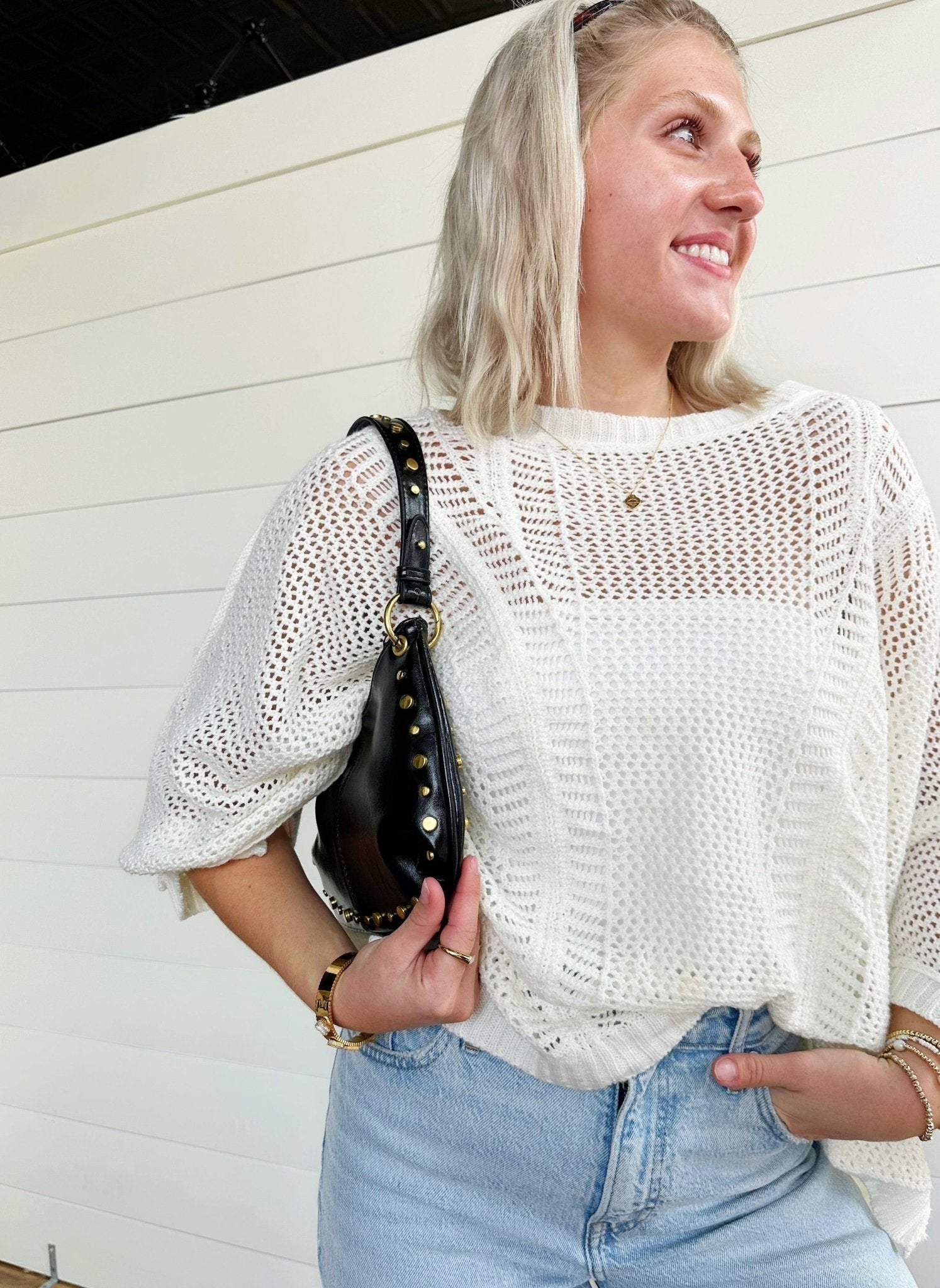 Trendy Studded Boston Shoulder Bag In Black - Infinity Raine