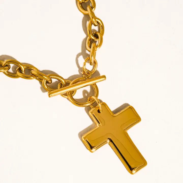 Trinite 18K Gold Non-Tarnish Cross Pendant Necklace - Infinity Raine