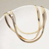 Triple Layered Flat Snake Chain Necklace In Gold - Infinity Raine