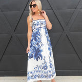 Tropic Floral Maxi Dress In Blue - Infinity Raine