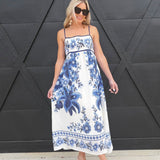 Tropic Floral Maxi Dress In Blue - Infinity Raine