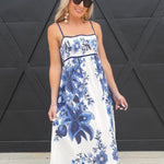 Tropic Floral Maxi Dress In Blue - Infinity Raine