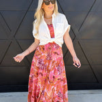 Tropical Bandeau Floral Skirt Set In Pink - Infinity Raine