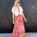 Tropical Bandeau Floral Skirt Set In Pink - Infinity Raine