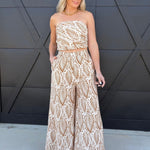 Tropical High Waisted Pants In Brown - Infinity Raine