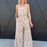 Tropical High Waisted Pants In Brown - Infinity Raine