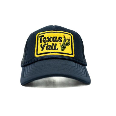 Texas Y'all Prickly Pear Patch Foam Trucker Hat-Navy - Infinity Raine