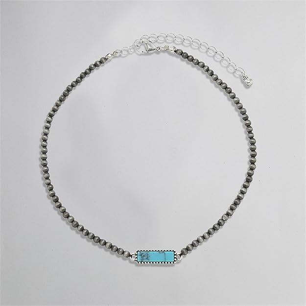 Turquoise Bar Navajo Pearl Necklace - Infinity Raine