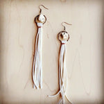 Turquoise leather Tassel Drop Earrings In Cream - Infinity Raine