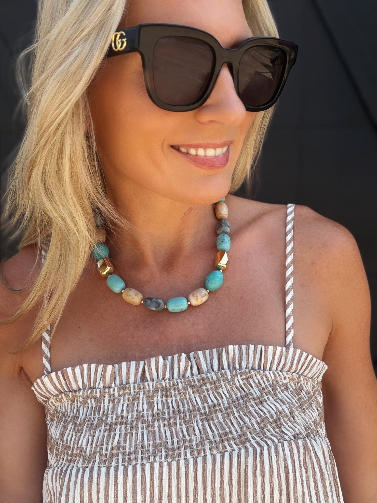 Turquoise Marble Chunky Necklace - Infinity Raine
