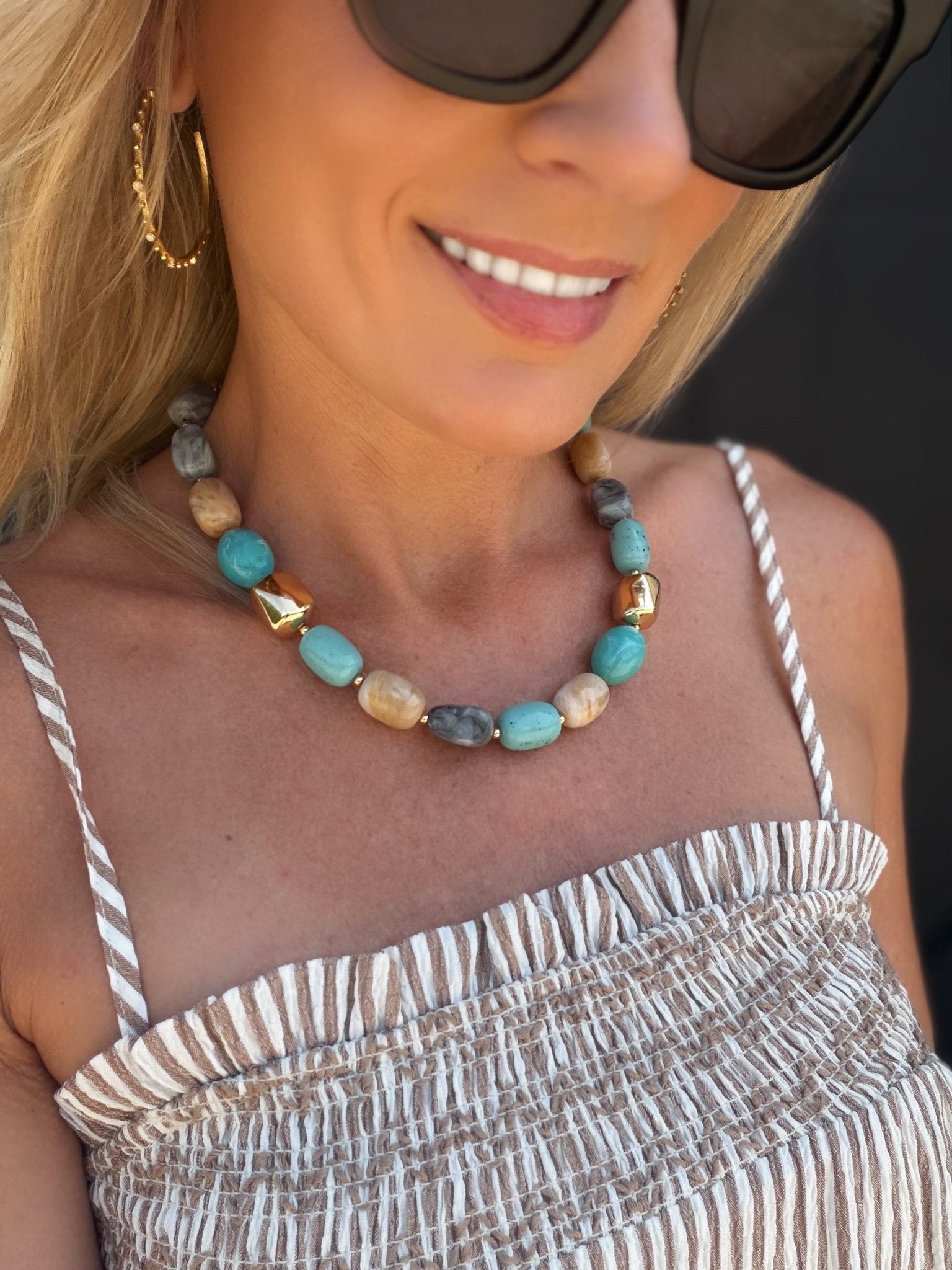 Turquoise Marble Chunky Necklace - Infinity Raine