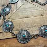 Turquoise Triangle Concho Belt-Antique Silver - Infinity Raine