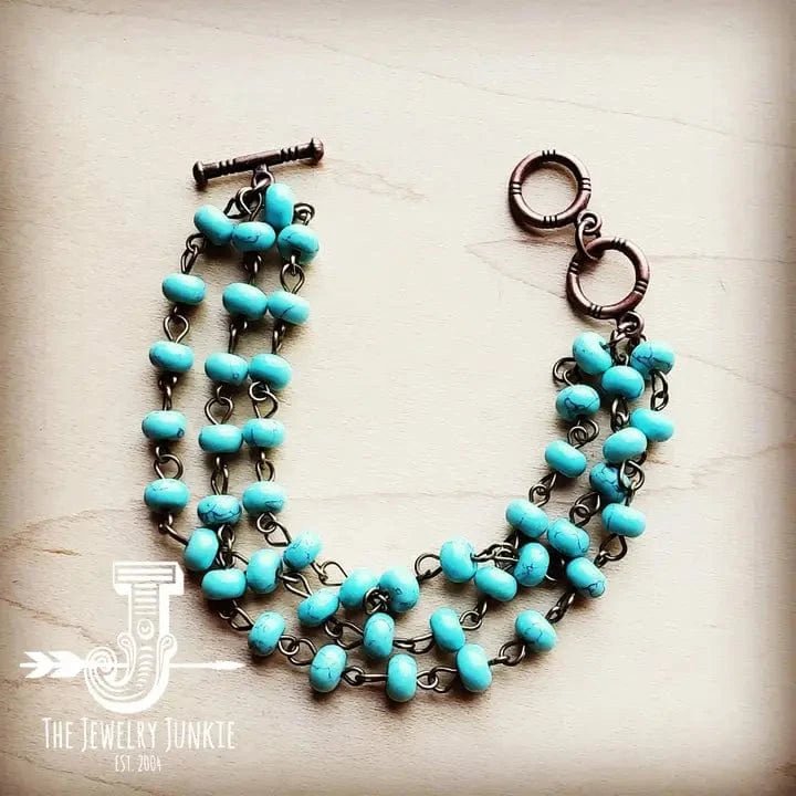 Turquoise Triple Strand Bracelet - Infinity Raine