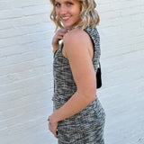 Tweed Button Vest Shorts Set In Black - Infinity Raine