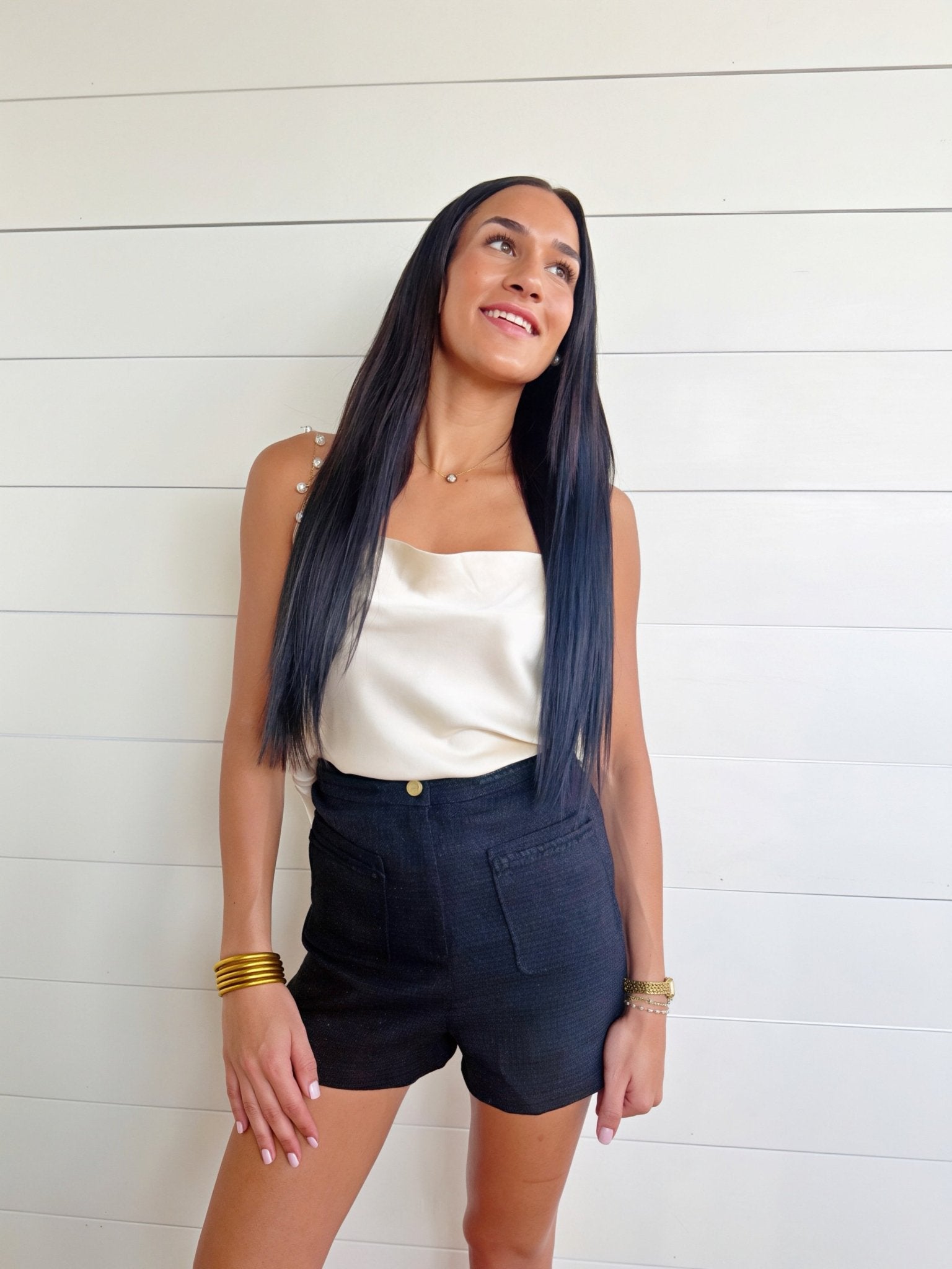 Tweed Shorts In Black - Infinity Raine