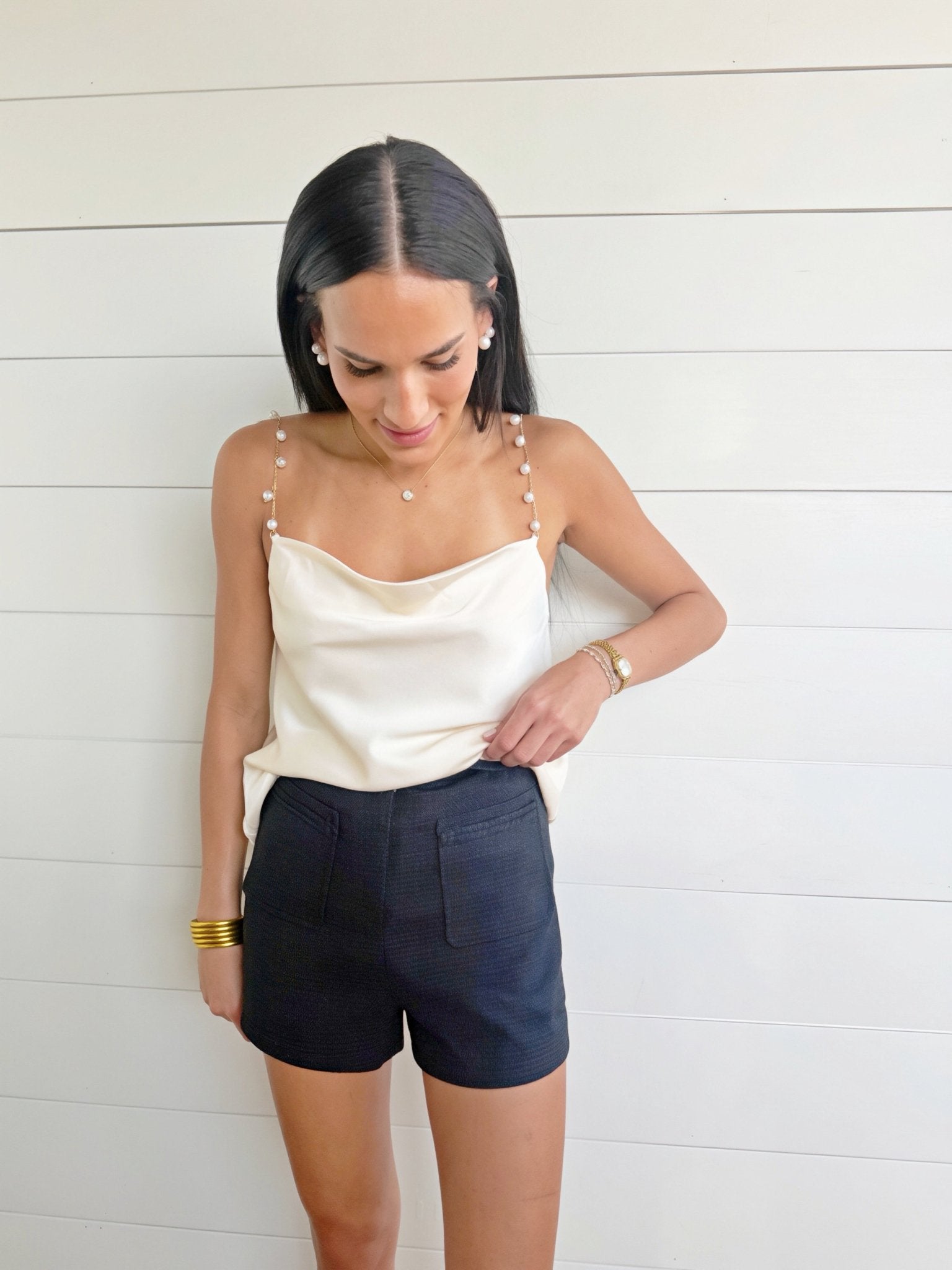 Tweed Shorts In Black - Infinity Raine