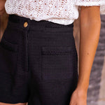 Tweed Shorts In Black - Infinity Raine