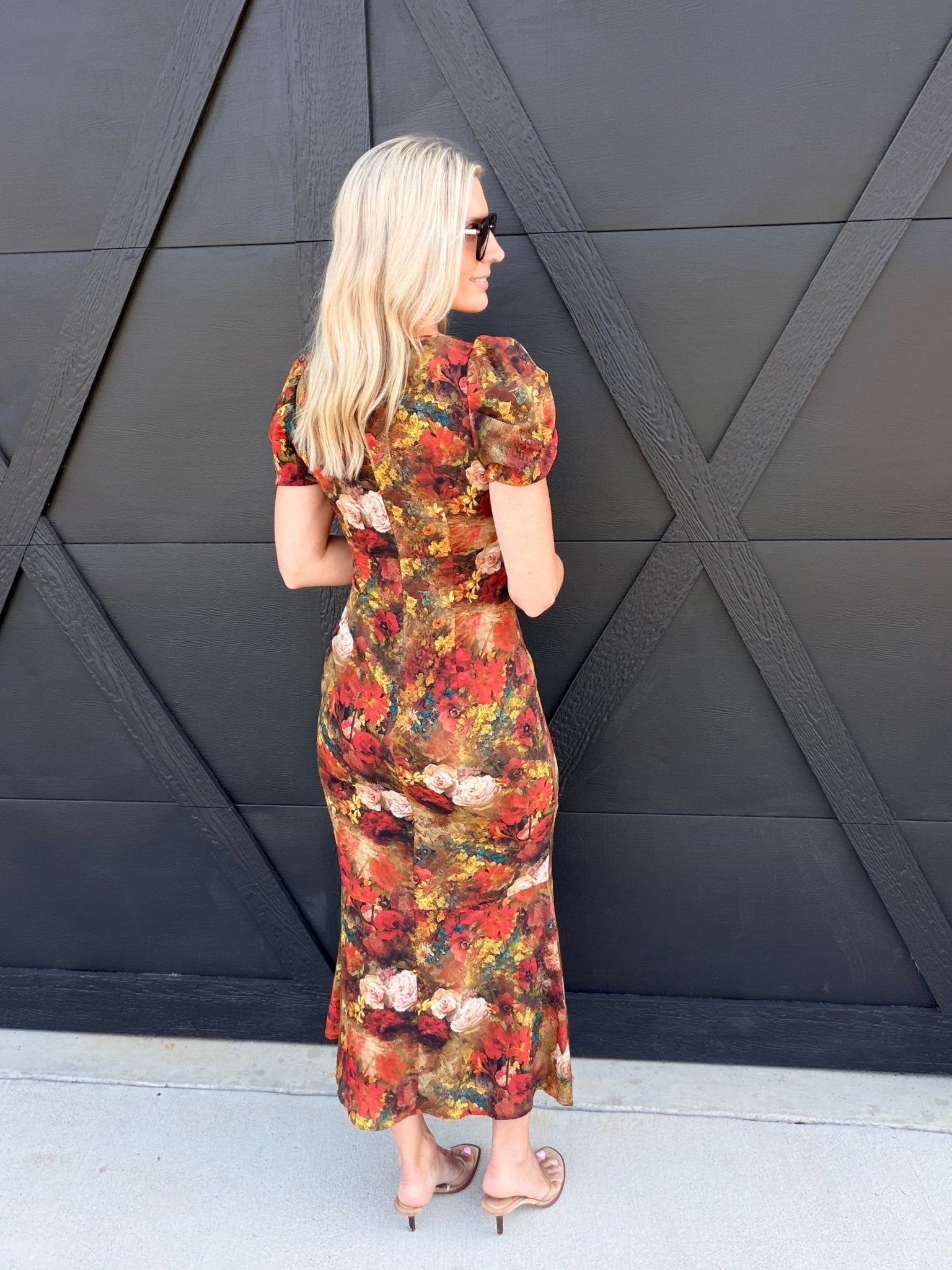Twist Front Floral Midi Dress - Infinity Raine