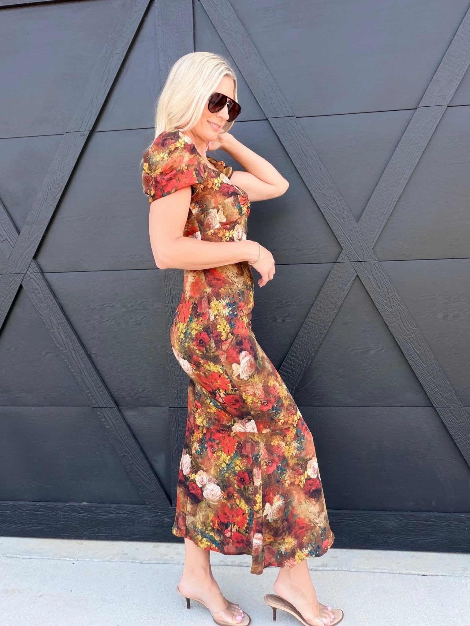 Twist Front Floral Midi Dress - Infinity Raine