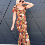 Twist Front Floral Midi Dress - Infinity Raine