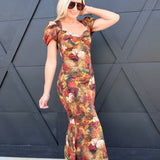 Twist Front Floral Midi Dress - Infinity Raine