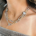Two Tone Cable Pave Circle Link Necklace - Infinity Raine