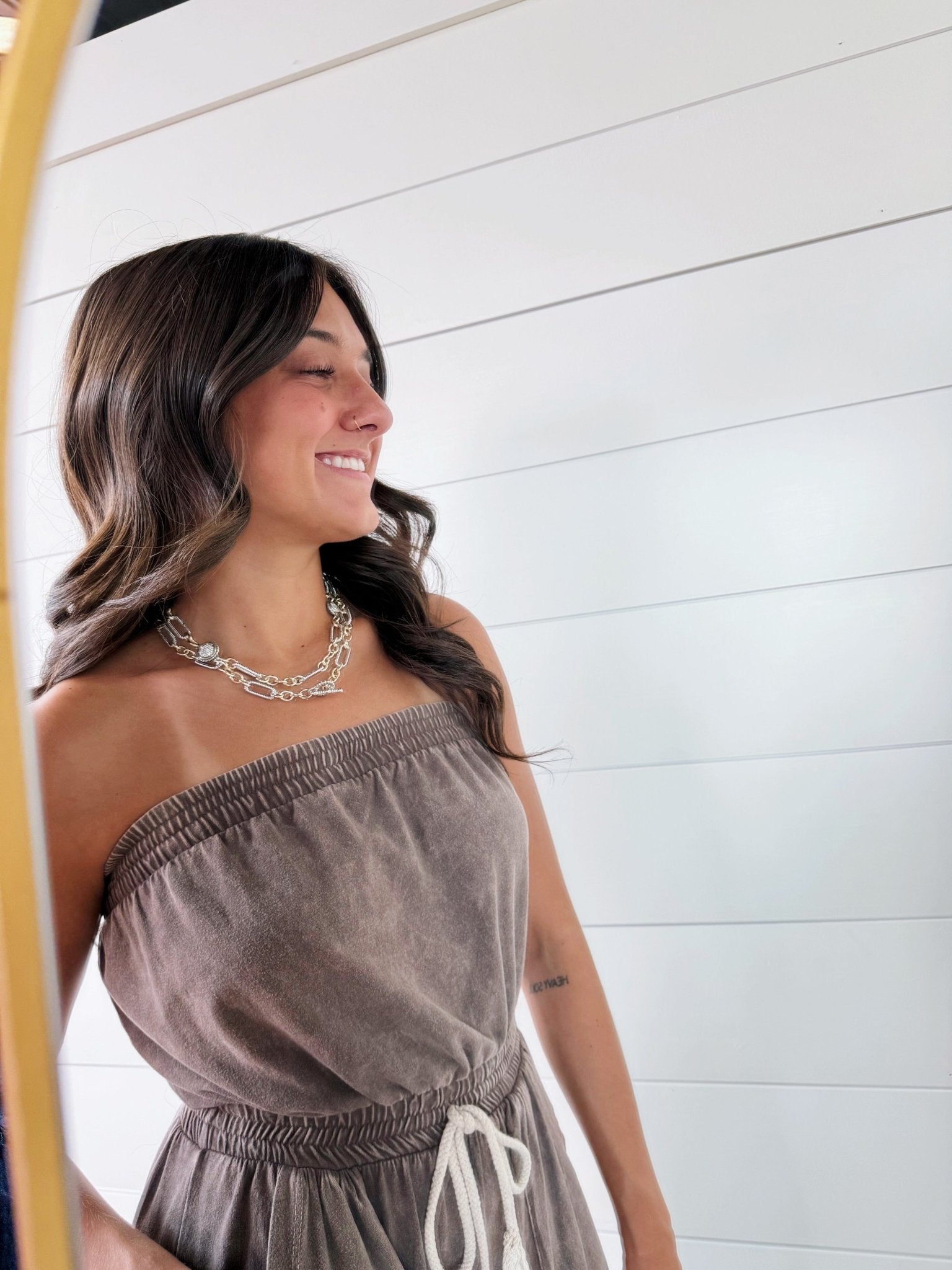 Two Tone Cable Pave Circle Link Necklace - Infinity Raine