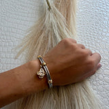 Two Tone Double Cable Clover Bracelet - Infinity Raine