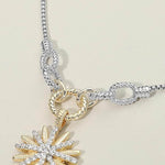 Two Tone Stone Paved Sunburst Necklace - Infinity Raine