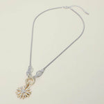 Two Tone Stone Paved Sunburst Necklace - Infinity Raine