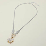 Two Tone Stone Paved Sunburst Necklace - Infinity Raine